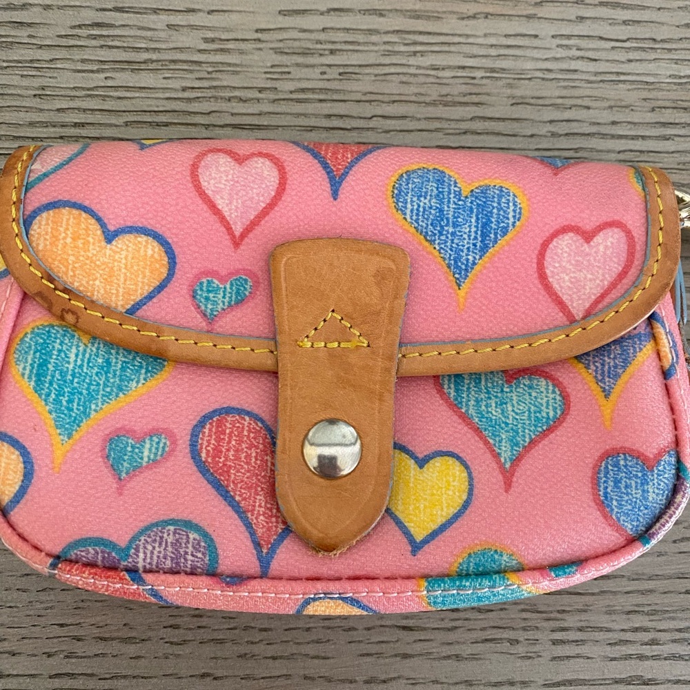 Vintage Dooney & Bourke Pink Heart Wristlet